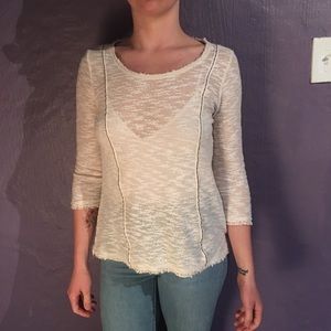 White long sleeve knit blouse